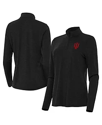 Antigua Women's Heather Black Indiana Hoosiers Bright Quarter-Zip Sweatshirt