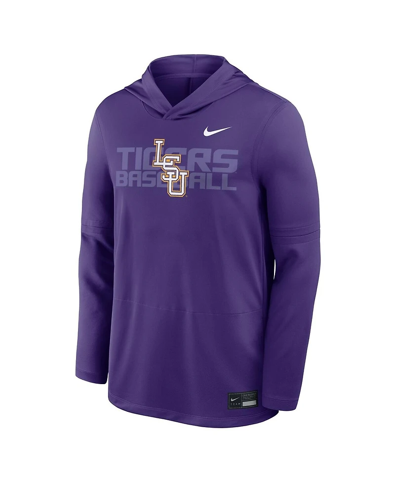 Nike Men's Purple Lsu Tigers Dugout Dri-fit Long Sleeve Hooded T-Shirt