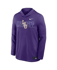Nike Men's Purple Lsu Tigers Dugout Dri-fit Long Sleeve Hooded T-Shirt