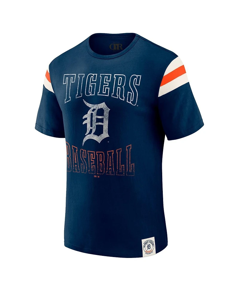 Darius Rucker Collection By Fanatics Men's Navy Detroit Tigers Distressed Sleeve Stripe T-Shirt