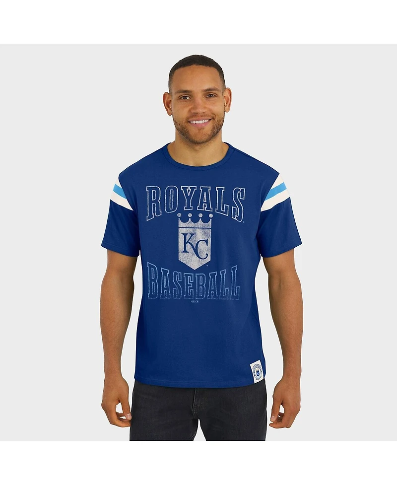 Darius Rucker Collection By Fanatics Men's Royal Kansas City Royals Distressed Sleeve Stripe T-Shirt