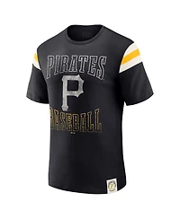Darius Rucker Collection By Fanatics Men's Black Pittsburgh Pirates Distressed Sleeve Stripe T-Shirt
