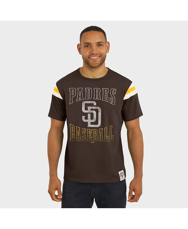 Darius Rucker Collection By Fanatics Men's Brown San Diego Padres Distressed Sleeve Stripe T-Shirt
