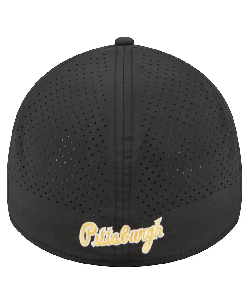 New Era Men's Black Pittsburgh Pirates 39THIRTY A-Frame Perforated Flex Hat
