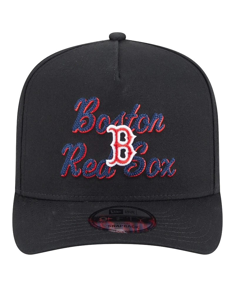 New Era Men's Black Boston Red Sox Chainstitch 9FIFTY A-Frame Snapback Hat