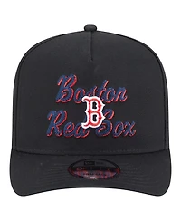 New Era Men's Black Boston Red Sox Chainstitch 9FIFTY A-Frame Snapback Hat