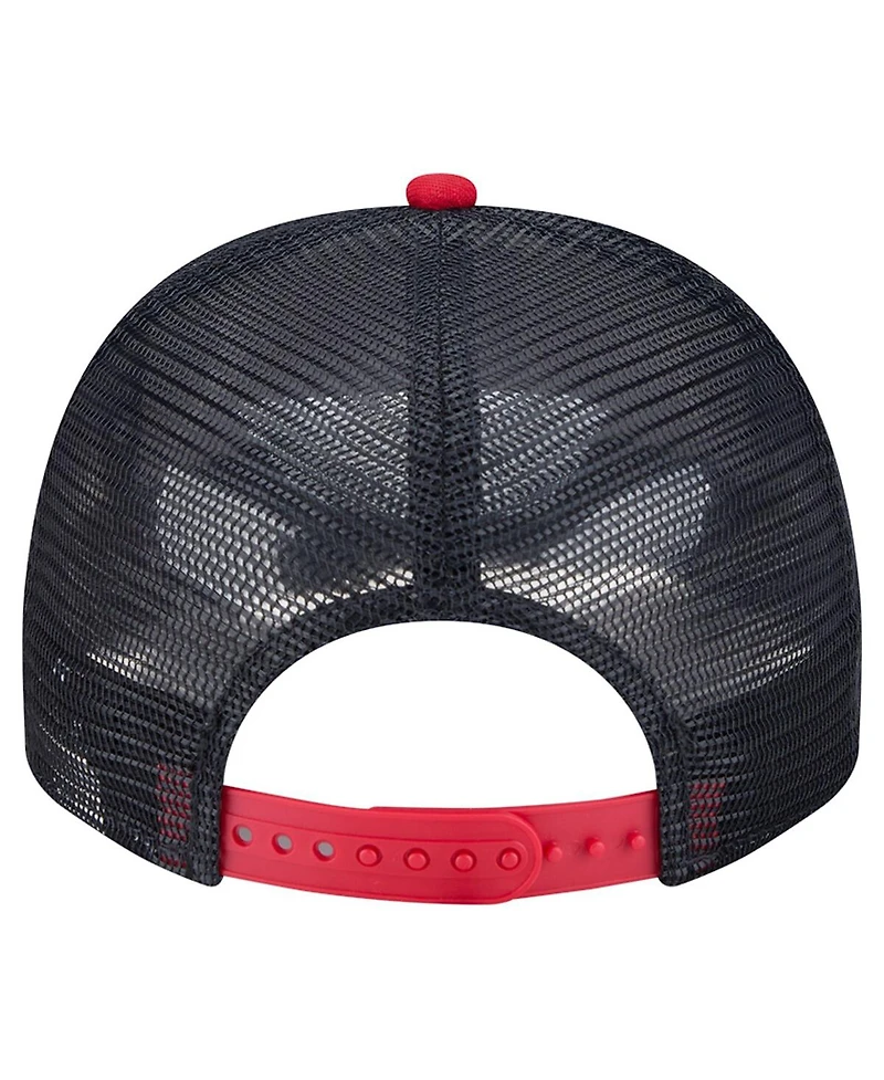 New Era Men's Cream/Navy Cleveland Guardians Banner A-Frame 9FIFTY Trucker Snapback Hat