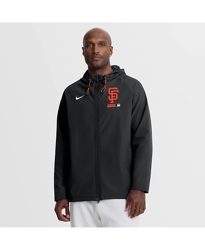 Nike Men's Black San Francisco Giants Authentic Collection Raglan Therma-fit Full-Zip Hooded Jacket