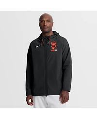 Nike Men's Black San Francisco Giants Authentic Collection Raglan Therma-fit Full-Zip Hooded Jacket
