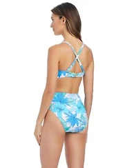 Bleu By Rod Beattie Womens Riviera Retreat Over The Shoulder Underwire D Cup Swim Bikini Top High Waist Bottoms