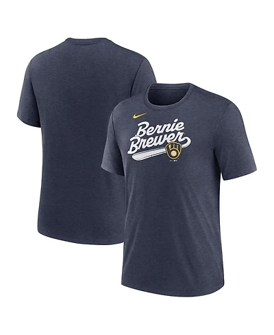 Nike Men's Heather Navy Milwaukee Brewers Mascot Slide Tri-Blend T-Shirt