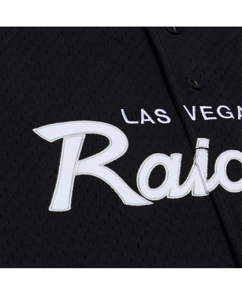 Mitchell & Ness Men's Black Las Vegas Raiders Head Coach Mesh Full-Button Fashion Jersey