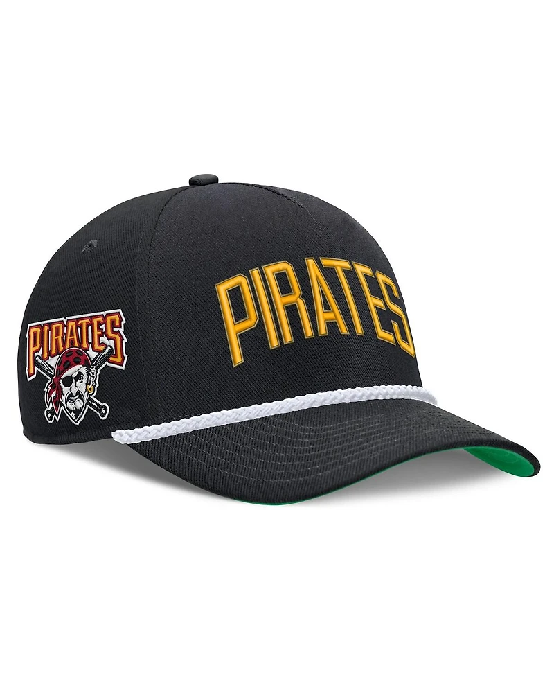 Nike Men's Black Pittsburgh Pirates Cooperstown Collection Rise Adjustable Hat