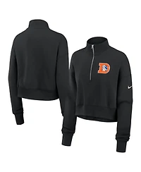 Nike Women's Black Denver Broncos Legacy Phoenix Fleece Cropped Half-Zip Sweatshirt