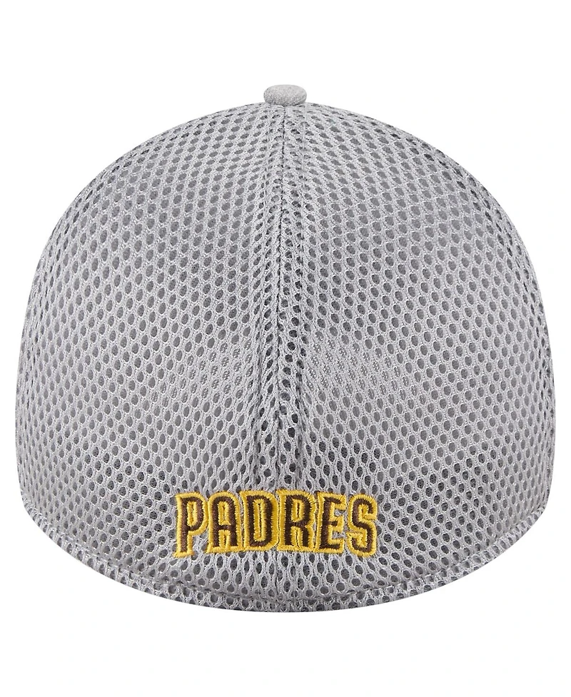 New Era Men's Gray San Diego Padres Visor Paint Splatter 39THIRTY Flex Hat