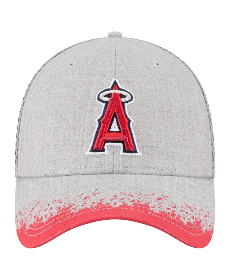 New Era Men's Gray Los Angeles Angels Visor Paint Splatter 39THIRTY Flex Hat