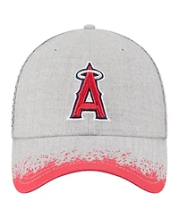 New Era Men's Gray Los Angeles Angels Visor Paint Splatter 39THIRTY Flex Hat