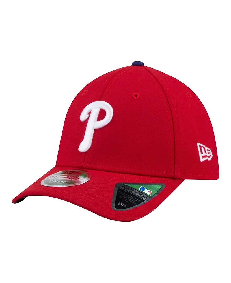 New Era Men's Red Philadelphia Phillies Player Replica 39THIRTY M-Crown Flex Hat