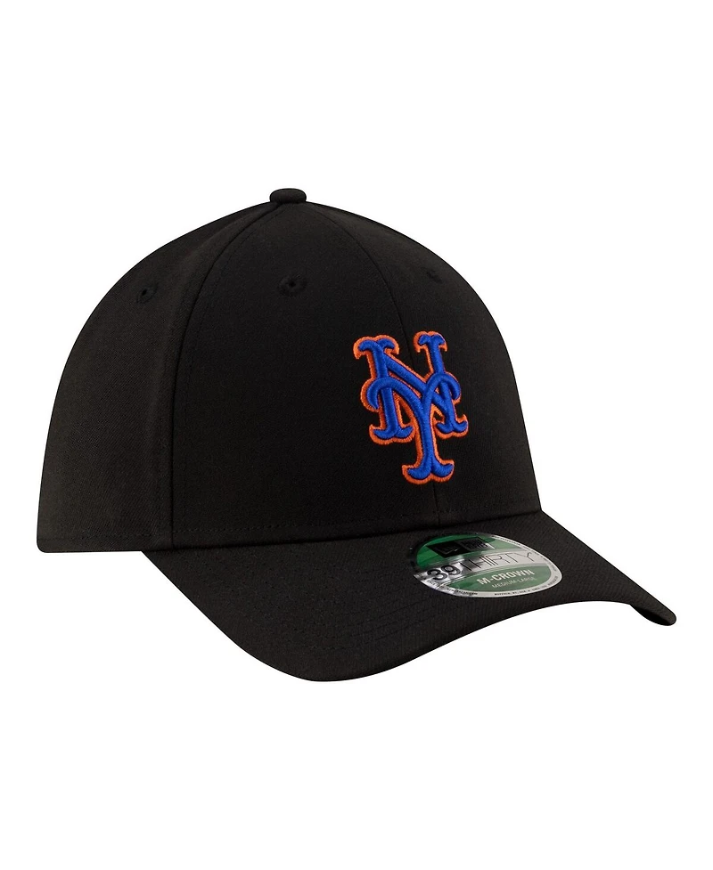 New Era Men's Black York Mets Alternate Player Replica 39THIRTY M-Crown Flex Hat