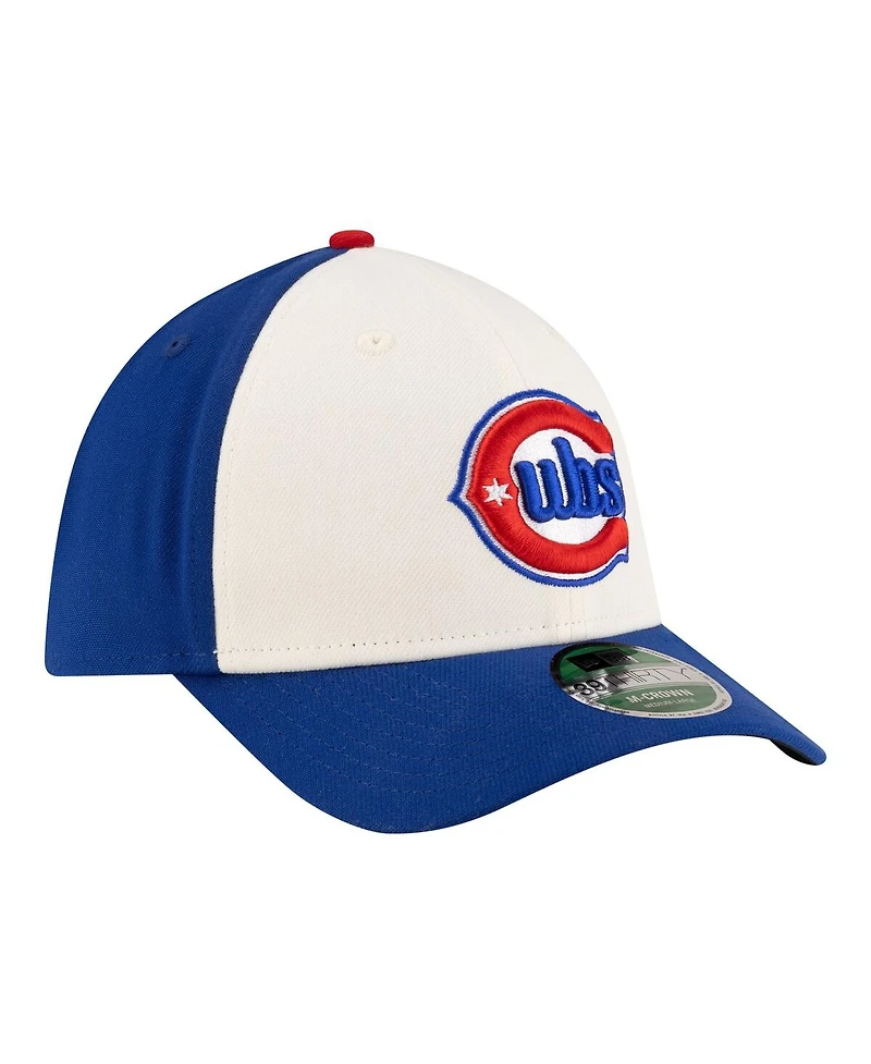 New Era Men's White/Royal Chicago Cubs Player Replica 39THIRTY M-Crown Flex Hat