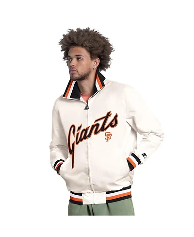 Starter Men's White San Francisco Giants The Captain Cooperstown Logo Full-Zip Varsity Jacket