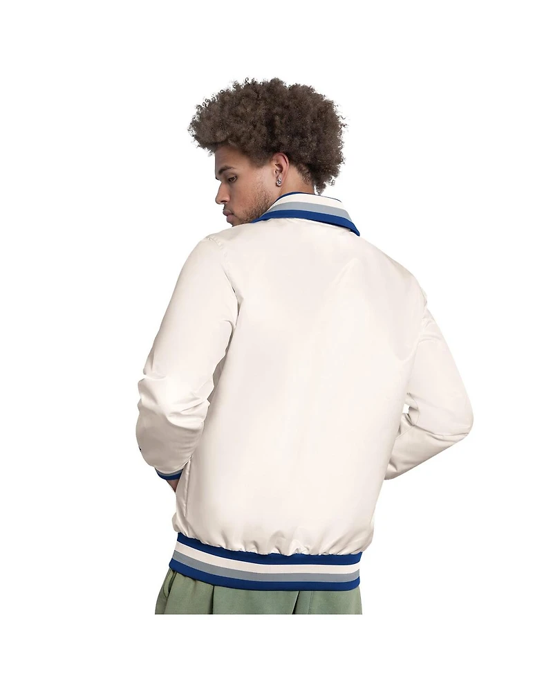 Starter Men's White Los Angeles Dodgers The Captain Cooperstown Logo Full-Zip Varsity Jacket
