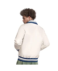 Starter Men's White Los Angeles Dodgers The Captain Cooperstown Logo Full-Zip Varsity Jacket