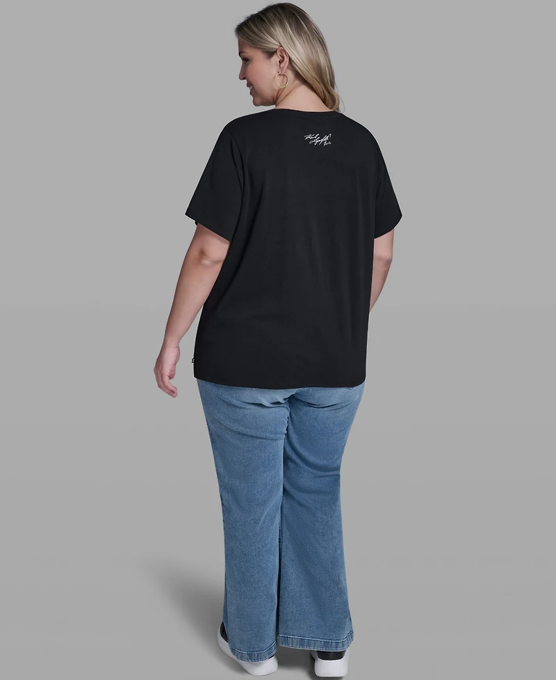 Karl Lagerfeld Paris Plus Bonjour Crew Neck T-Shirt