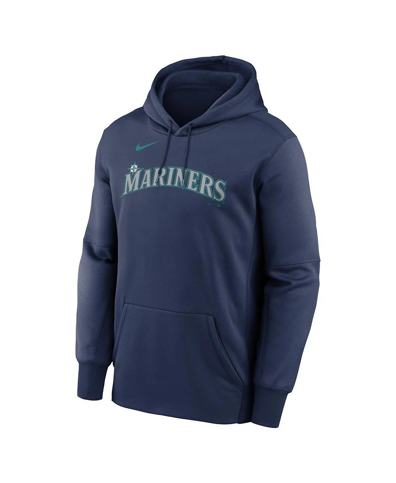 Nike Men's Navy Seattle Mariners Primary Wordmark Therma Hoodie