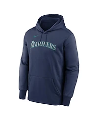 Nike Men's Navy Seattle Mariners Primary Wordmark Therma Hoodie
