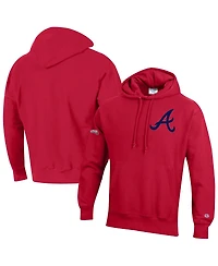 Champion Men's Scarlet Atlanta Braves Reverse Weave Chenille Hoodie