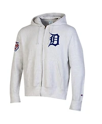 Champion Men's Gray Detroit Tigers Reverse Weave Chenille Full-Zip Hoodie