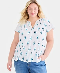 Style & Co Plus Flutter-Sleeve Blouse, Macy's Exclusive