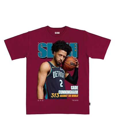 Slam Men's and Women's Cade Cunningham Maroon Detroit Pistons Cover T-Shirt
