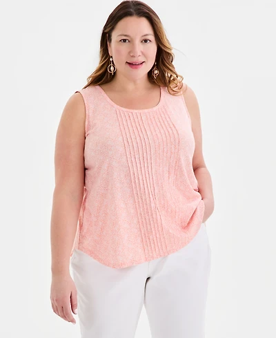 Style & Co Plus Pintucked Sleeveless Tank, Macy's Exclusive