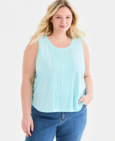 Style & Co Plus Printed Pintuck Tank Top, Macy's Exclusive