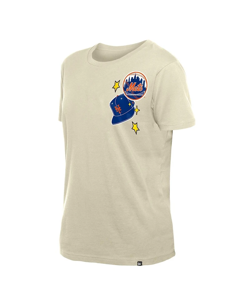 New Era Women's Cream York Mets Stars Cap T-Shirt