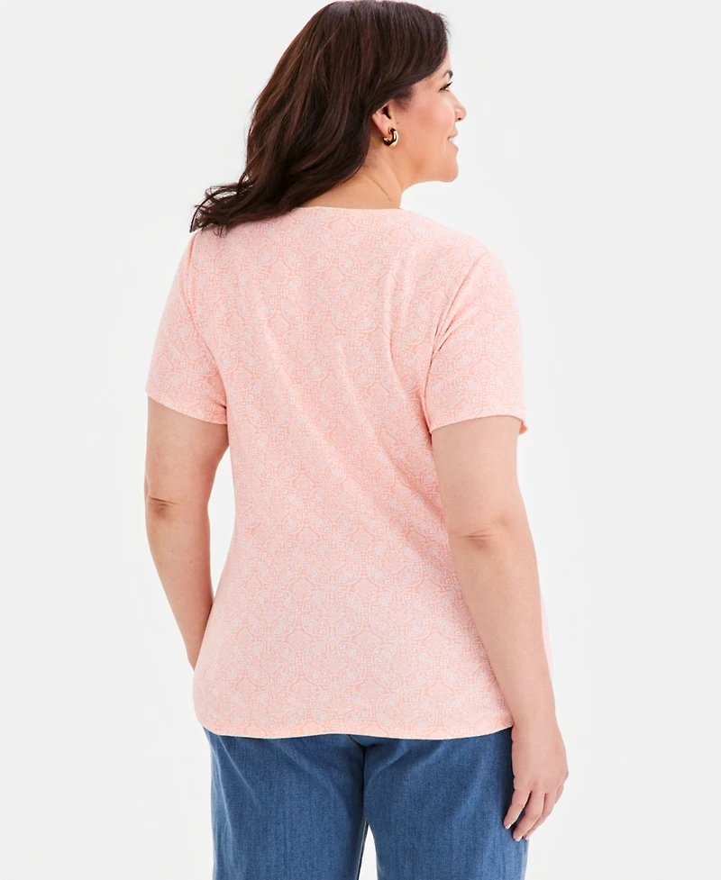 Style & Co Plus Printed Short-Sleeve T-Shirt, Macy's Exclusive