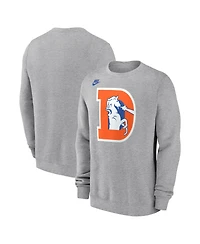 Nike Men's Heather Gray Denver Broncos D Horse Logo Club Sweatshirt