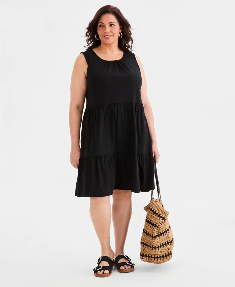Style & Co Plus Sleeveless Tiered Tank Dress, Macy's Exclusive