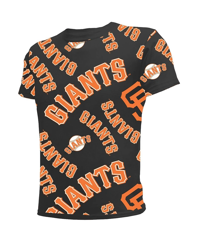 Stitches Big Boys and Girls Black San Francisco Giants Allover Team T-Shirt