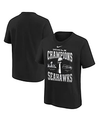Nike Big Boys and Girls Black Seattle Seahawks Super Bowl Lx Champions Locker Room Trophy Collection Replica T-Shirt