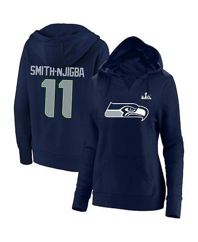 Fanatics Women's Jaxon Smith-Njigba College Navy Seattle Seahawks Super Bowl Lx Champions Plus Size Name Number Fleece Hoodie