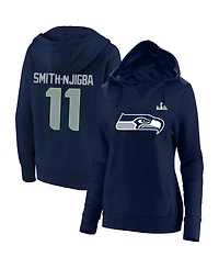 Fanatics Women's Jaxon Smith-Njigba College Navy Seattle Seahawks Super Bowl Lx Champions Plus Size Name Number Fleece Hoodie