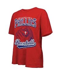 Majestic Threads Women's Red Philadelphia Phillies Oversized First Base T-Shirt