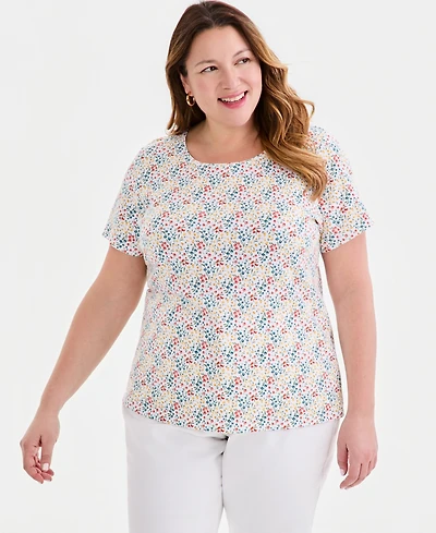 Style & Co Plus Printed Short-Sleeve T-Shirt, Macy's Exclusive