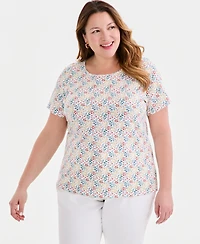 Style & Co Plus Printed Short-Sleeve T-Shirt, Macy's Exclusive