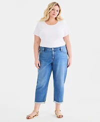 Style & Co Plus Mid Rise 5 Pocket Relaxed Straight Jeans,