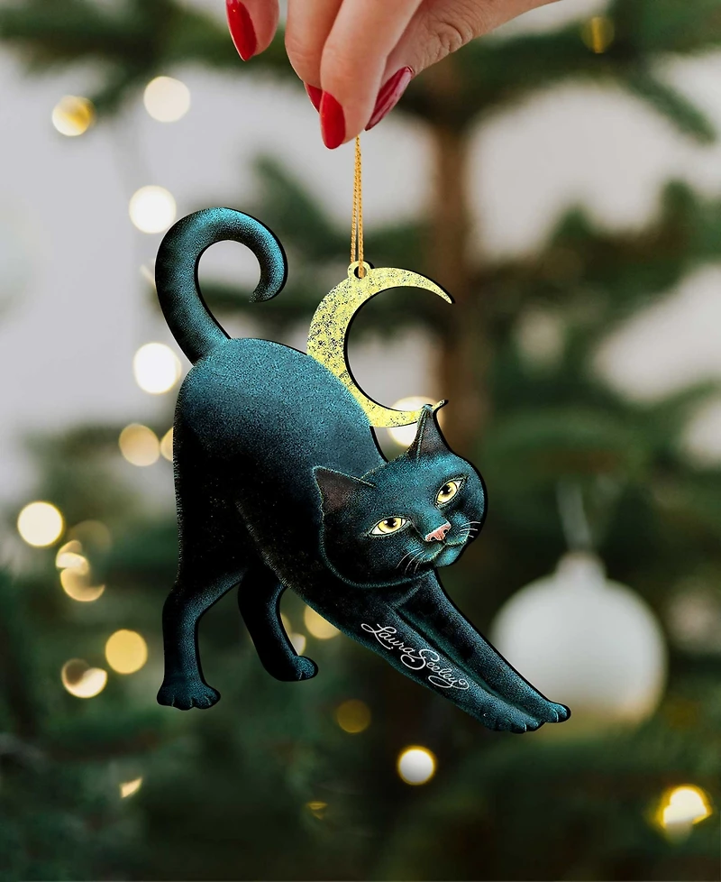 Designocracy Black Cat Holiday Ornaments, Set of 2