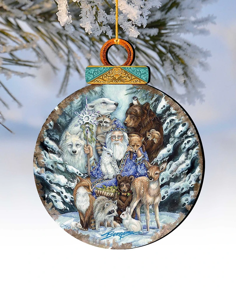 Designocracy Gather In Peace Father Winter Animals Holiday Ornaments, Set of 2